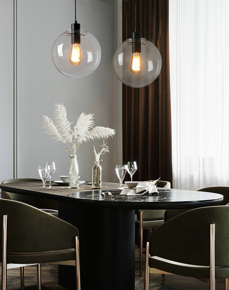 โคมไฟแขวนเพดานแก้วใสทรงกลมหัวเดี่ยว [SD9032]