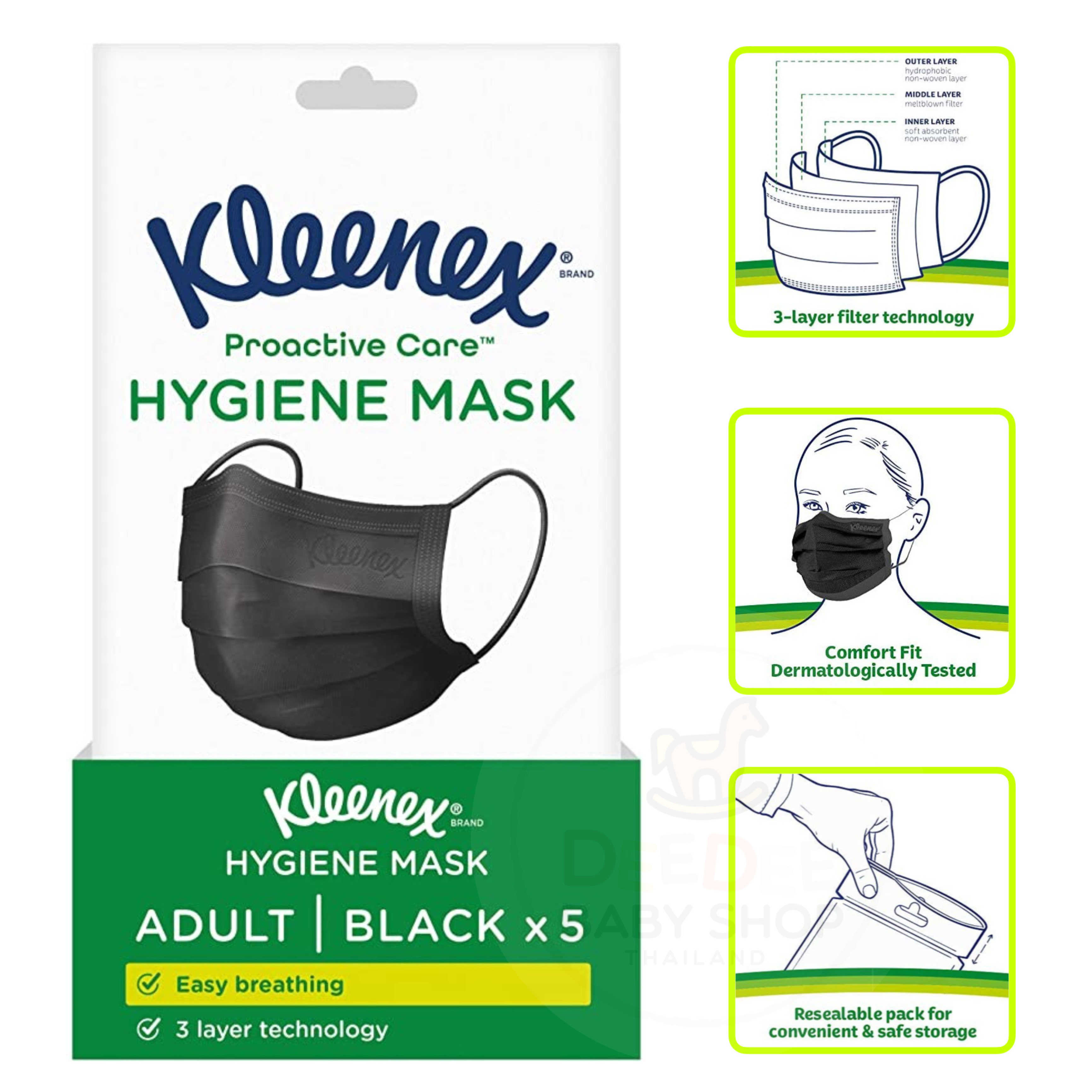หน้ากากอนามัยสำหรับผู้ใหญ่ Kleenex Proactive Care Hygiene Mask (Pack of 5)