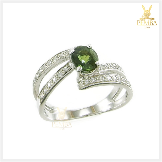 แหวนเขียวส่องแท้ บางกะจะ เงินแท้925 ดีไซน์สวยเก๋มีสไตล์ แหวนพลอยแท้