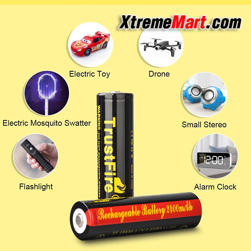 แบตเตอรี่ TrustFire 18650 3.7V 2400mAh Protected Rechargeable Li-ion Battery (ราคาต่อก้อน)