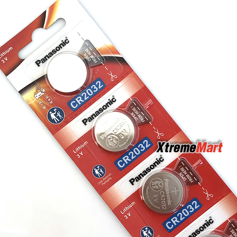 ถ่านกระดุม Panasonic รุ่น CR2032 225 mAh Lithium 3V แผงสีแดง (ก้อนละ)