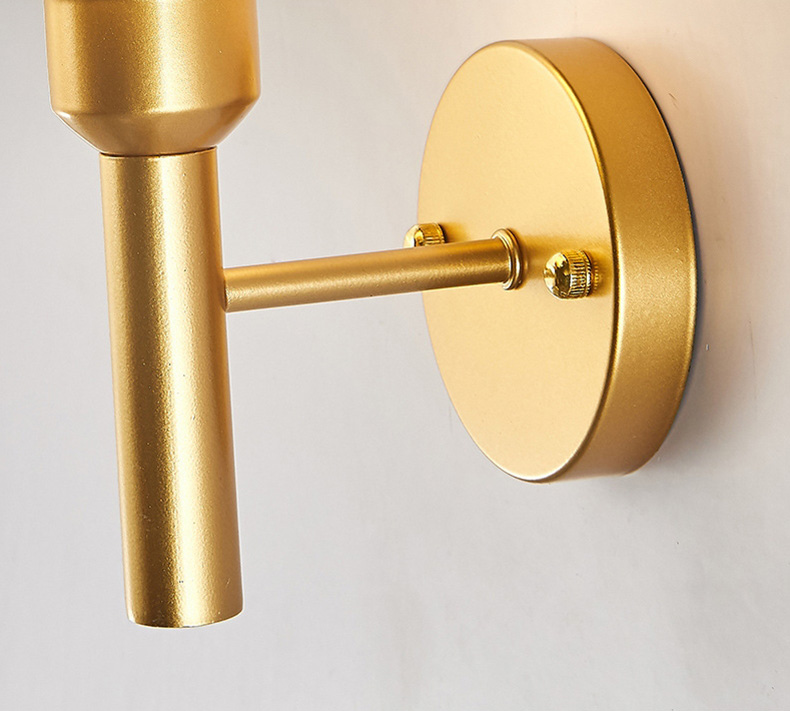 โคมไฟติดผนังภายใน โป๊ะโคมแก้วทรงกระบอก 2 ชั้น ตัวโคมสีทองสไตล์โมเดิร์นคลาสสิค [2034-gold]