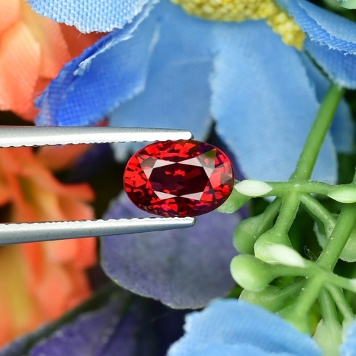 Natural Ruby พลอยทับทิม แทนซาเนีย ขนาด 2.09 กะรัต รูปไข่ สีแดงสวย ไม่ติดส้ม เนื้อสะอาดมองตาเปล่าไม่มีตำหนิ ส่องด้วยกล้องขยายสะอาด 99%