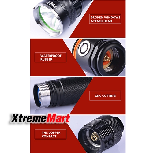 ไฟฉายWarsun Anti-wolf Charging Waterproof LED Bulb Flashlight Torch 5 Modes Led Downlight Livolo Portable Tactical Flashlight 18650