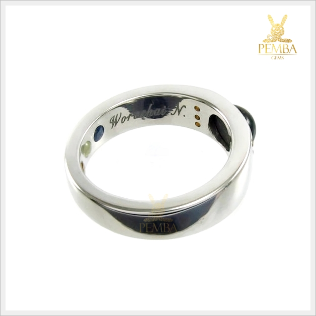 แหวนสตาร์บุษราคัมแท้ บางกะจะ ขาทอง เงินแท้925 ชุบทองคำขาว