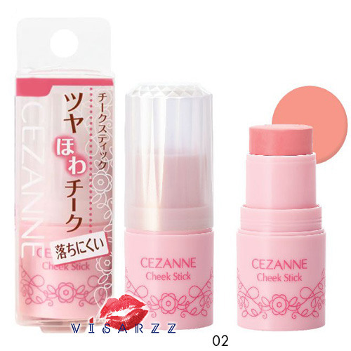 Cezanne Cheek Stick 5g # 02 Coral บลัชออนเนื้อครีมรูปแบบสติ๊ก เกลี่ยง่าย ไม่เป็นคราบ ให้พวงแก้มและริมฝีปากสวยฉ่ำระเรื่อ น่ารัก ดูอ่อนเยาว์