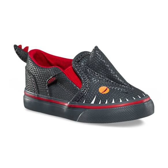 รองเท้าผ้าใบสำหรับเด็ก VANS Toddler Asher V Asphalt/Racing Red