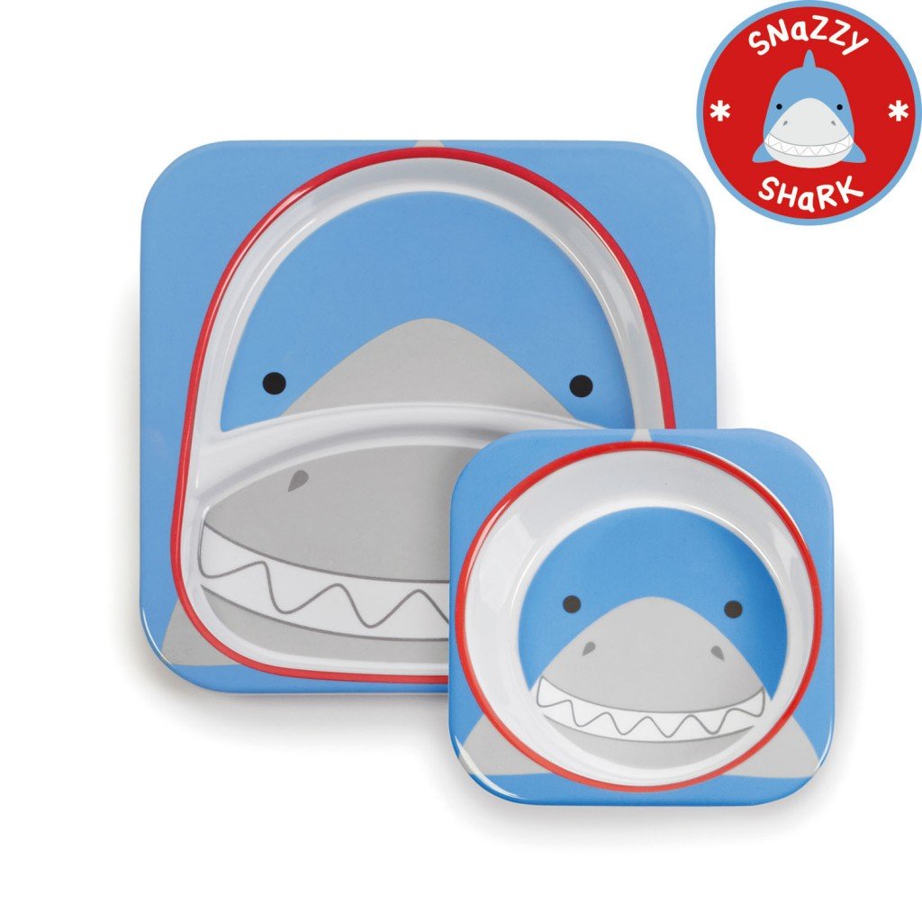 จานและชามบรรจุอาหารสุดน่ารัก Skip Hop รุ่น Zoo Melamine Set (Shark)