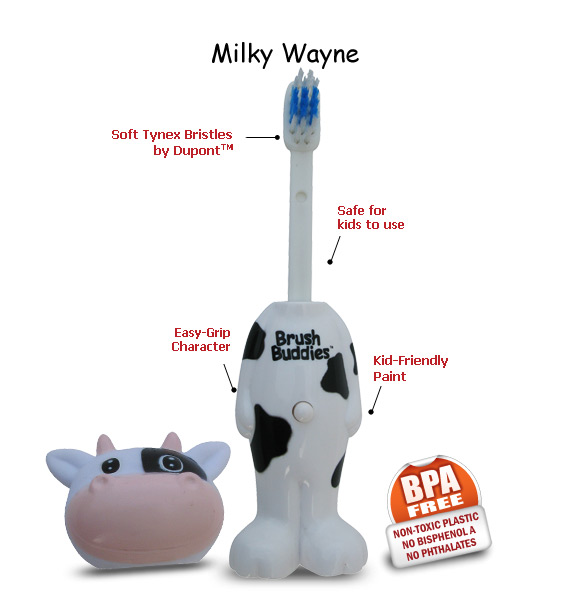 แปรงสีฟันเด้งดึ๋งปลอดสารพิษ Brush Buddies Poppin' Toothbrush (Milky Wayne)