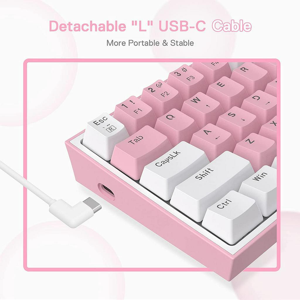 (TH/EN) Redragon K617 Fizz 60% Wired RGB Gaming Keyboard Pink White