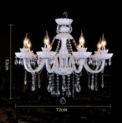 โคมไฟแชนเดอเรีย คริสตัล แก้วโทนสีขาวสไตล์ European ไฟ 8 ดวง [HQ9020-8]
