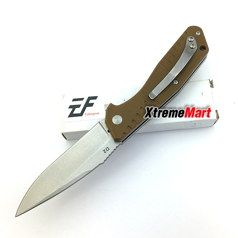 มีดพับ Eafengrow 02BS ใบเงิน stonewash D2 Blade Pocket Knives G10 Handle ด้ามน้ำตาล (เล่มละ)