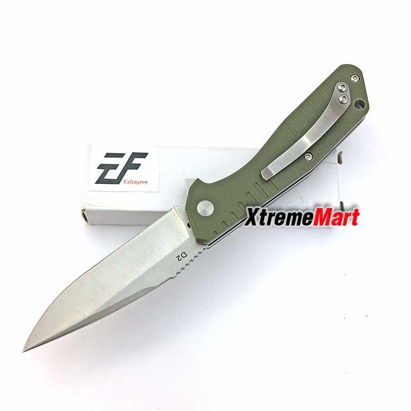 มีดพับ Eafengrow 02BS ใบเงิน stonewash D2 Blade Pocket Knives G10 Handle ด้ามสีเขียว (เล่มละ)