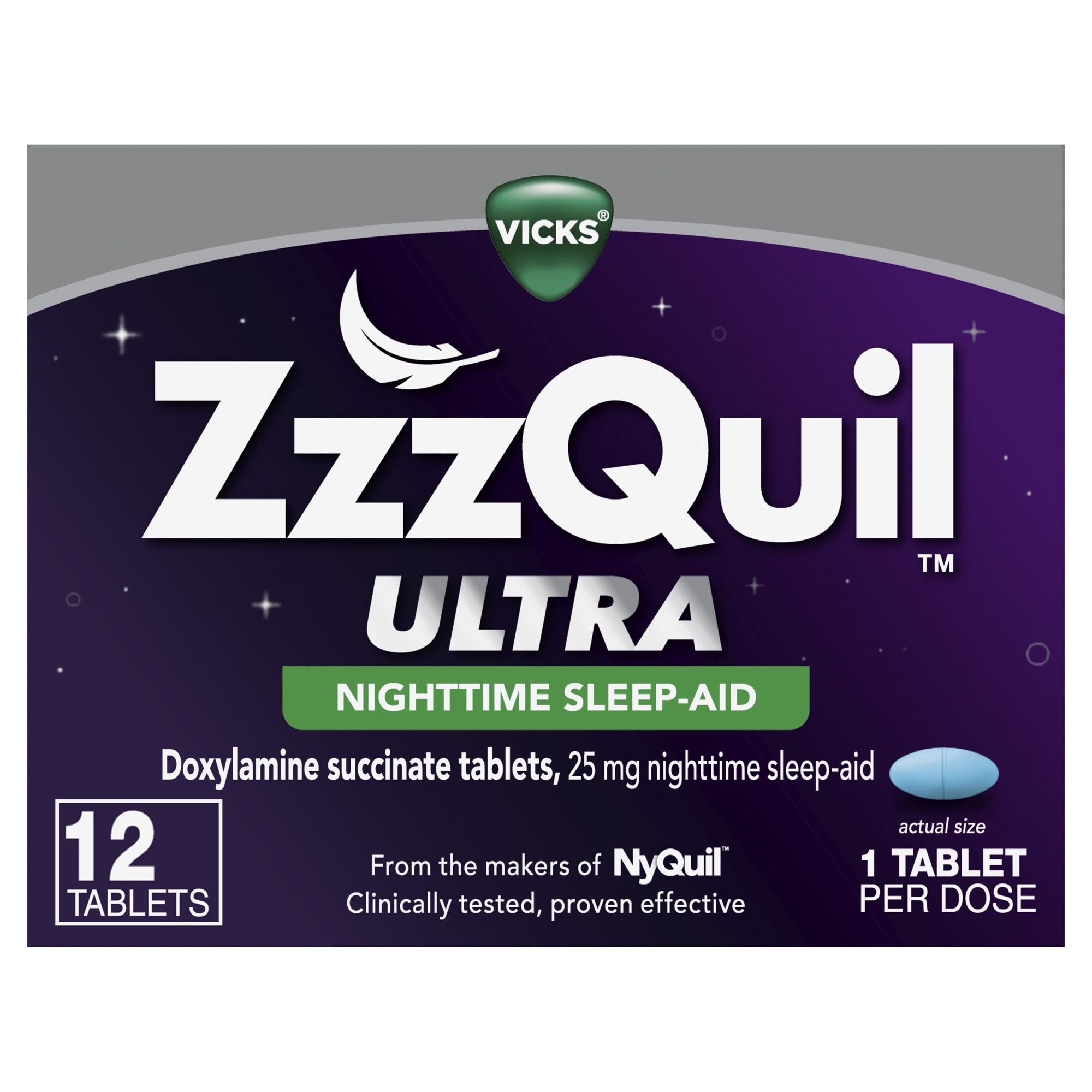 วิตามินเสริมการนอนหลับสูตรเข้มข้น Vicks ZzzQuil Ultra Nighttime Sleep-Aid (12 Tablets)