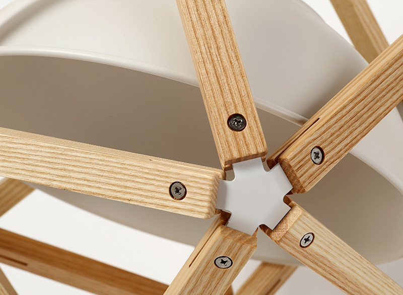 โคมไฟแขวนเพดานไม้ทรง 6 เหลี่ยม ซ้อนโป๊ะโคมสีขาวสไตล์มินิมอล [JY-065]