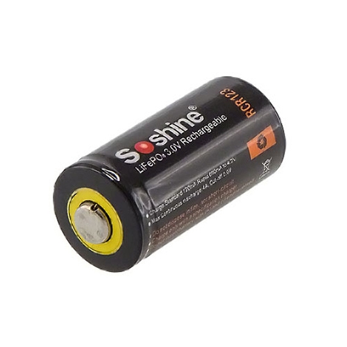 แบตเตอรี่ Soshine LiFePO4 RCR123 3.0V 600mAh Rechargeable Batteries มีวงจรป้องกัน (1แพคมี 2ก้อน/ราคาต่อแพค)