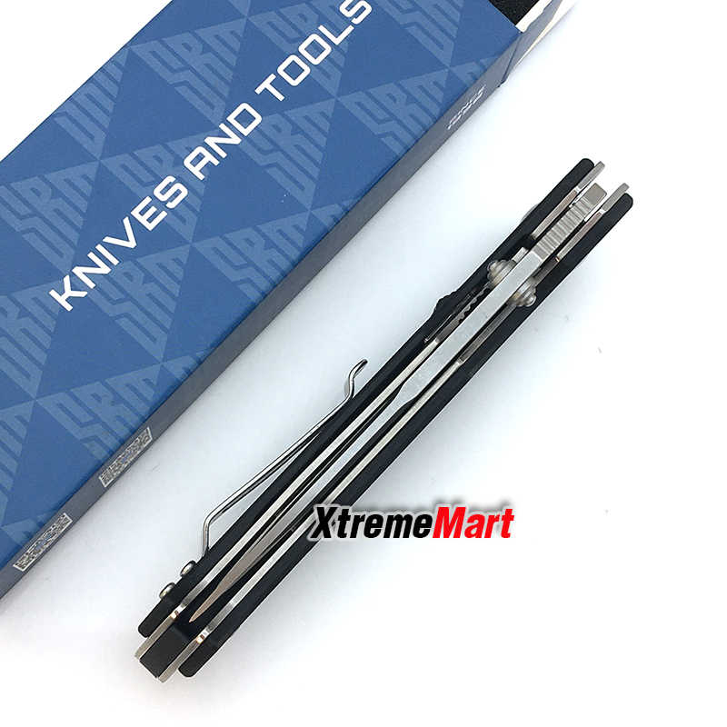 มีดพับ SANRENMU 9012 SRM-9012 ใบมีดสแตนเลส 12c27 ใบเงิน กึ่งหยัก ด้าม G10 สีดำ