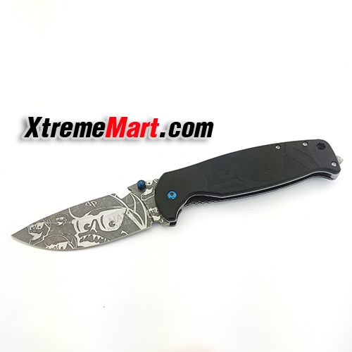 มีดพับ NAVY รุ่น K814A Stainless Steel Folding Knife-Frame Lock ด้ามจับ 2 สไตล์ G10&Stonewash (ใบลาย ด้ามสีดำ)