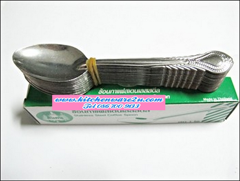 P08378 ช้อนกาแฟสแตนเลส ต้นสน TP-092 ราคาส่งต่อ 30 กุรุส: 360 โหล: เฉลี่ย 192 บ/กุรุส (ขายส่งยกมัด ยกลัง)