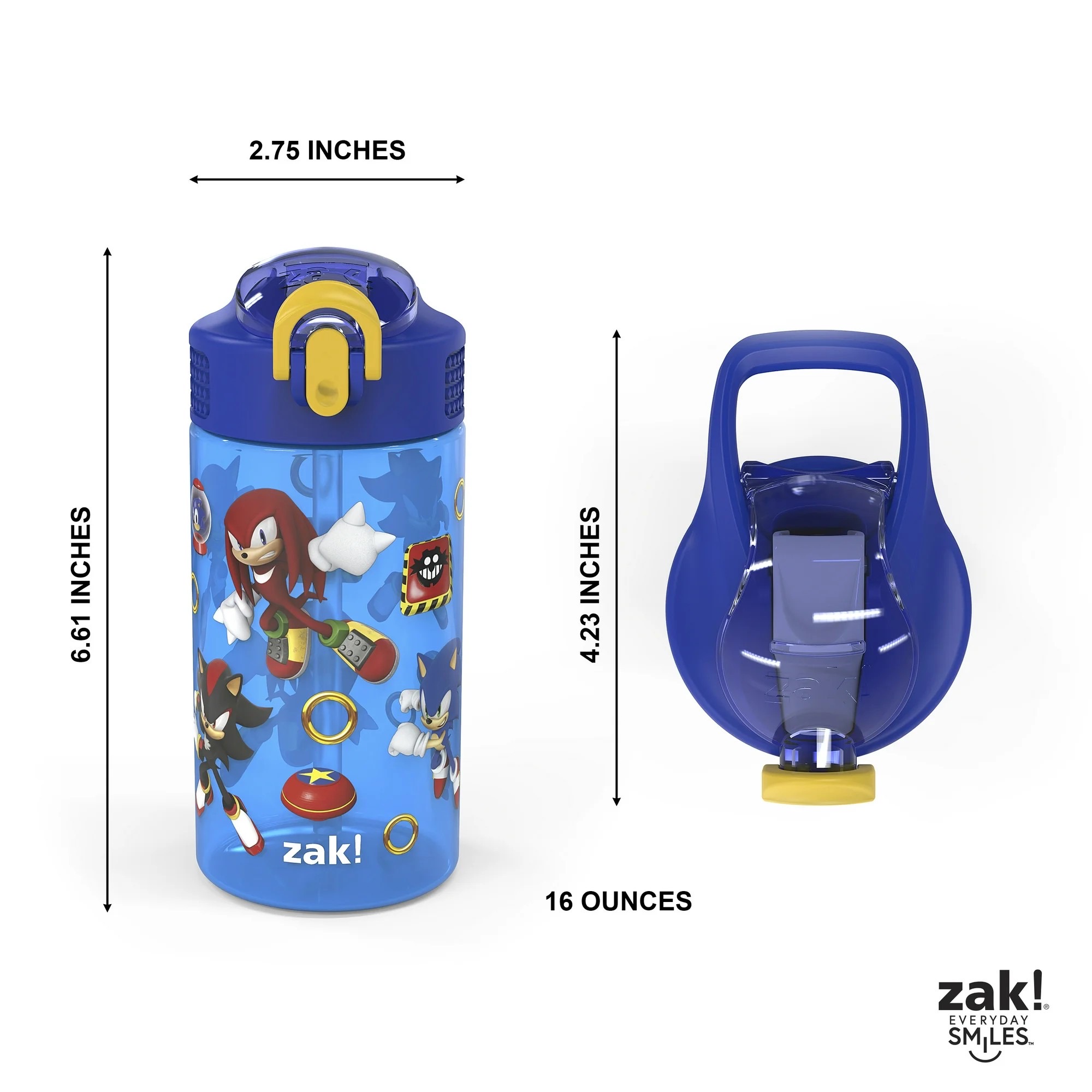 กระติกน้ำพร้อมหลอดดื่มสำหรับเด็ก Zak! Sonic 16 Oz. Reusable Water Bottle with Straw