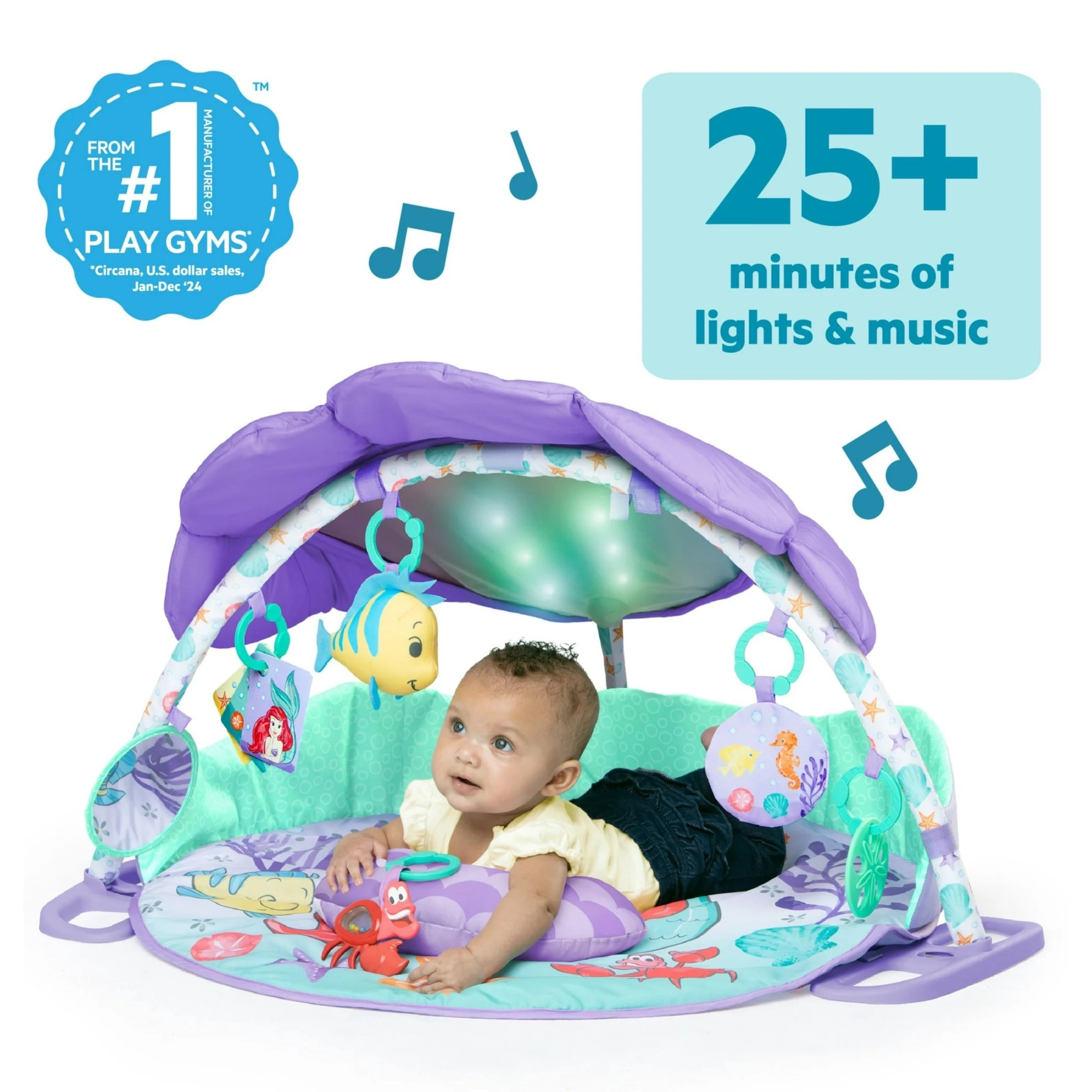 เพลย์ยิมเสริมพัฒนาการสำหรับทารกและเด็กเล็ก Bright Starts Disney Baby The Little Mermaid Twinkle Trove Lights & Music Activity Gym