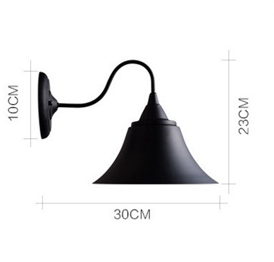 โคมไฟติดผนังเหล็กก้านทรงโค้งสไตล์วินเทจสีดำ [RYD022-X2]