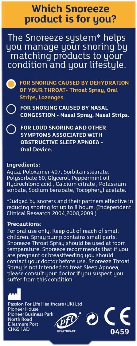 สเปรย์บรรเทาอาการนอนกรน SNOREEZE Anti-Snoring Throat Spray (14 ml)