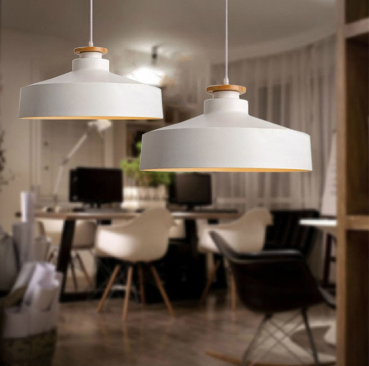 โคมไฟแขวนเพดาน Modern Minimalist 40x18cm มีแผ่นไม้ [341601]