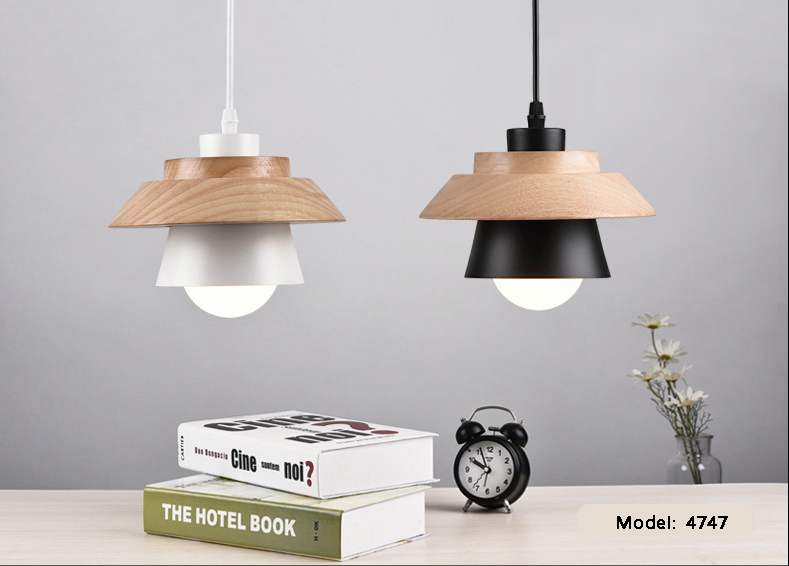 โคมไฟแขวนเพดาน Modern Simplicity ไม้เนื้อแข็ง 19x12cm [4747-S]
