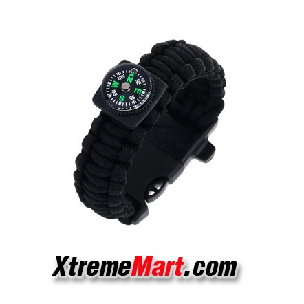 กำไลเชือกรัดข้อมือ สายรัดข้อมือ Paracord ช่วยชีวิต/กู้ภัย พร้อมเข็มทิศ Paracord Survival Bracelet Compass Fire Starter (สีเขียว)