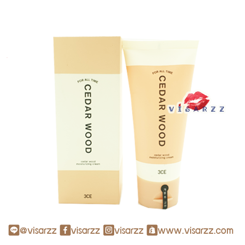 3CE Cedar Wood Moisturizing Cream 70g (All cream ทาได้เช้า-เย็น) ครืมที่มีส่วนผสมหลักจากสนซีด้าที่ปลูกบนเกาะเจจู ช่วยฟื้นฟูผิว บำรุงผิวให้กระจ่างใส ให้ความชุ่มชื้น เพื่อผิวอิ่มน้ำยาวนานถึง 24ชม โดยที่ texture ของครีมนั้นได้ถูกออกแบบมาเพื่อให้เหมาะกับหน้าร