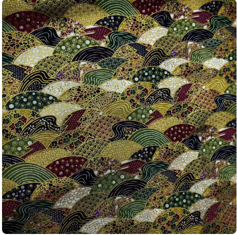 ผ้าสไตล์ญี่ปุ่น ผ้าคอตตอนพิมพ์ลายร้อน ลายนกฟลามิงโก้ ลายคลื่นทะเลใส ลายนกกระเรียน ผ้าลายดอกซากุระ SKU-03521 สีภาพ เมตร