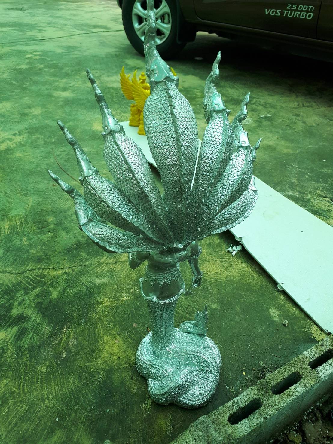 รูปหล่อพญานาคราช ท่านปู่นาคา ปู่ศรีสุทโธ 7เศียร นาคปรกพญานาค7ตน เนื้อโลหะเงินยวง (ขายปลีก ขายส่ง ราคาตามจำนวน)