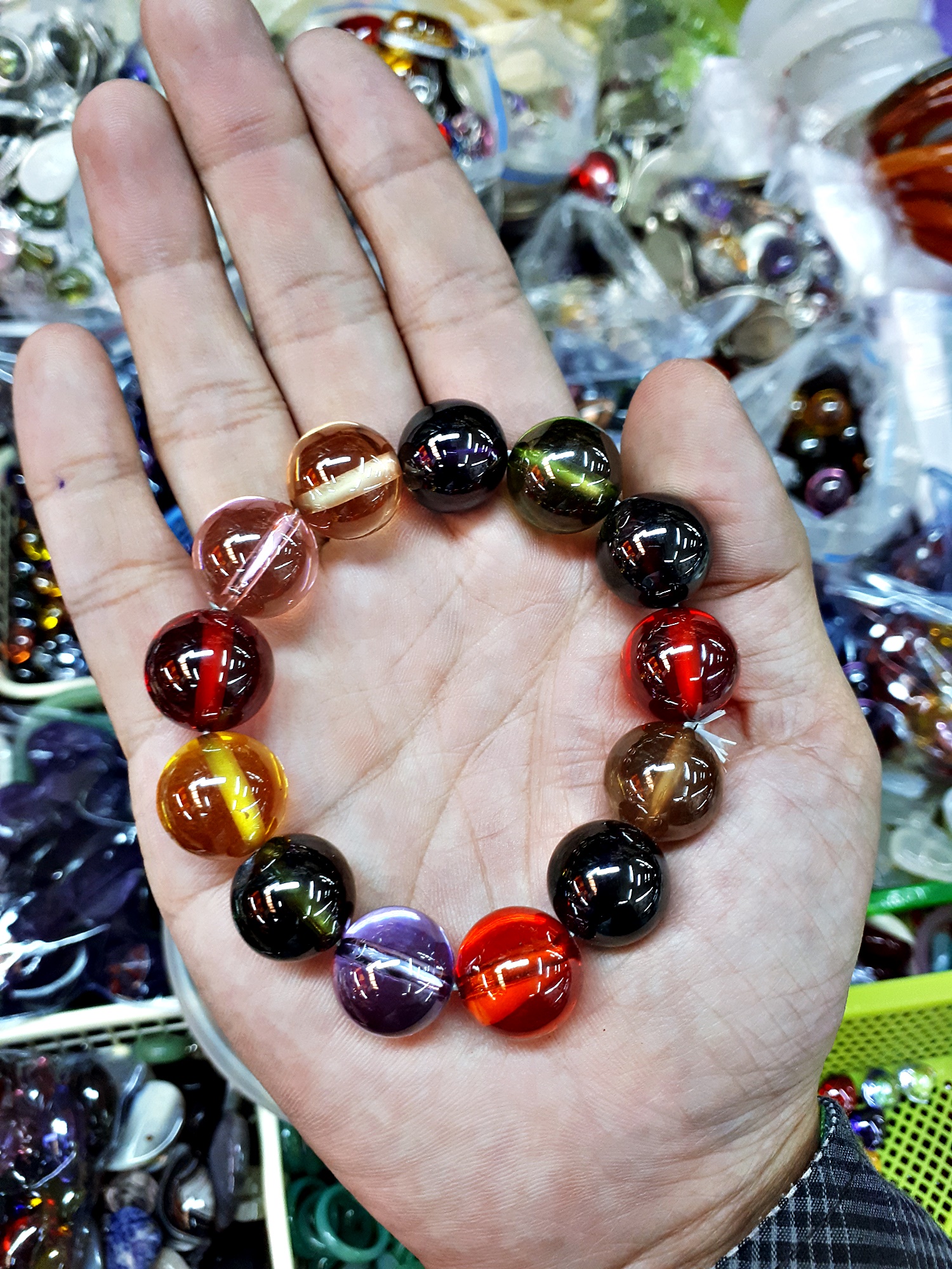 สร้อยข้อมือ ลูกแก้ว คละสี กันน้ำ กันลอก (ขายปลีก ขายส่ง)