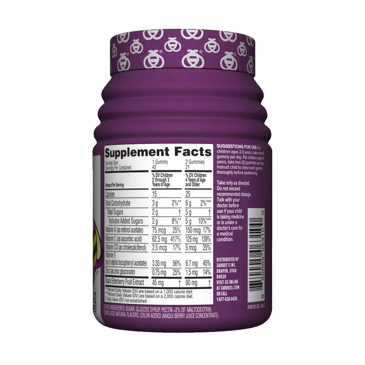 วิตามินเสริมสร้างภูมิคุ้มกันแบบกัมมี่สำหรับเด็ก Zarbee's Naturals Children's Elderberry Immune Support Gummies