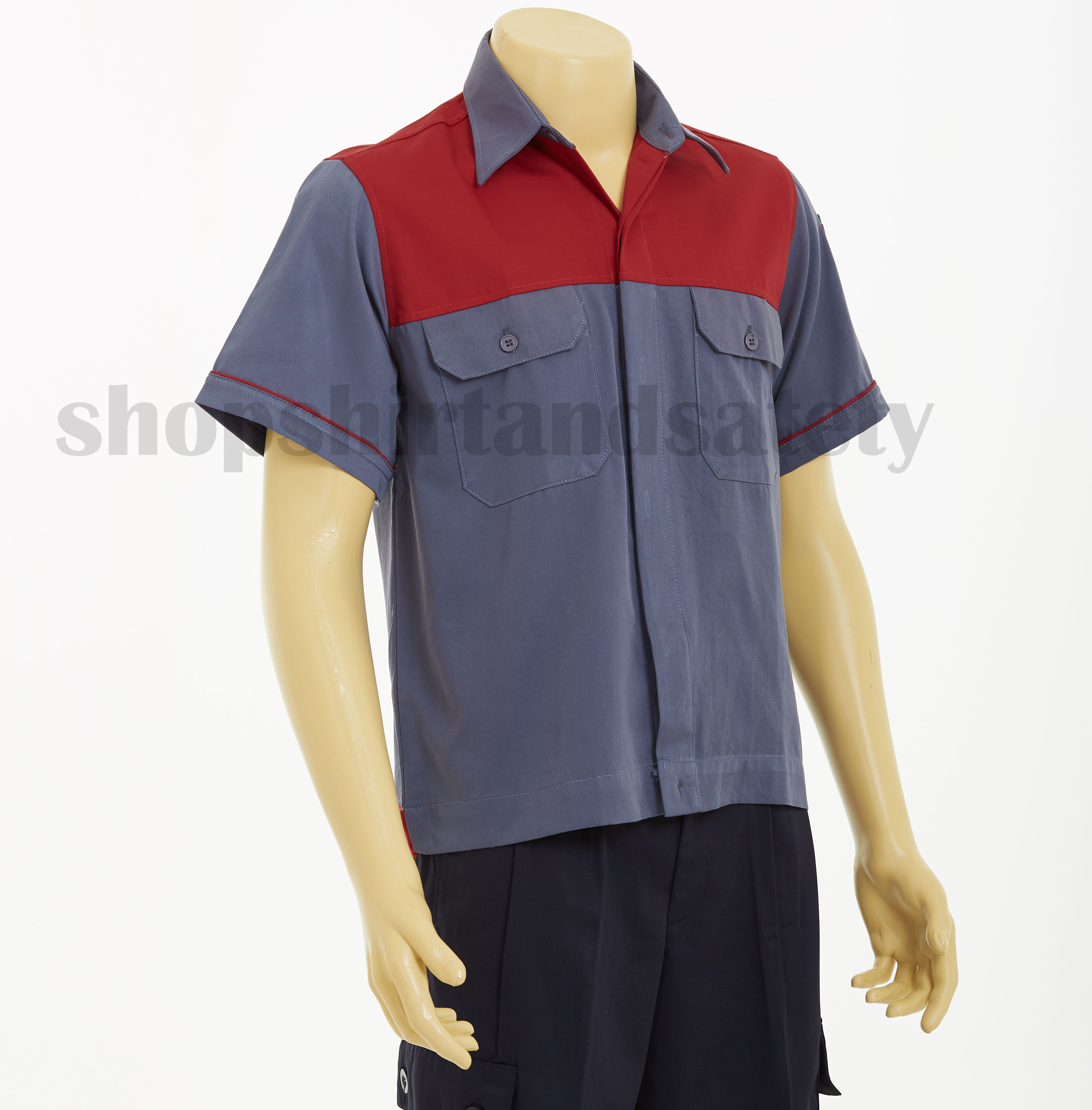 เสื้อช็อปแขนสั้นแบบดำอกฟ้า