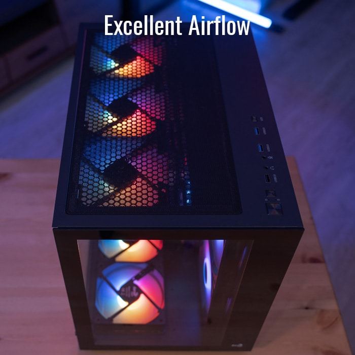 แถมพัดลม 6 ตัว AEROCOOL - PC CASE M-ATX DRYFT MINI ARGB 6FAN