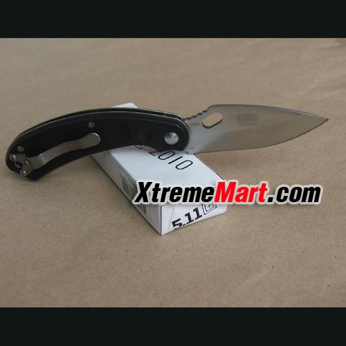 มีดพับ 5.11 Folding knife, 440Cplain edge,satin finish,G10 handle W/ pocket clip&lanyard hole