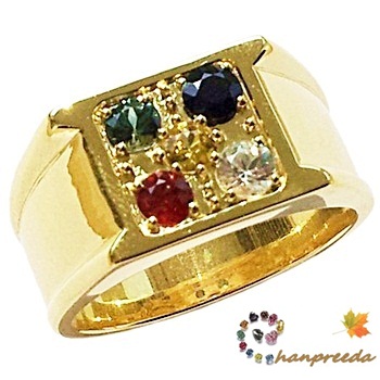 Fancy Gems Man Ring แหวนพลอย 5 สี วางตามตำแหน่งฮวงจุ้ย ทองคำYG หนัก 18.88 กรัม พลอย 5 สี ขนาด 4 มิล ประกอบด้วย ทับทิม มรกต บุศราคัม ไพลิน เพทายขาว