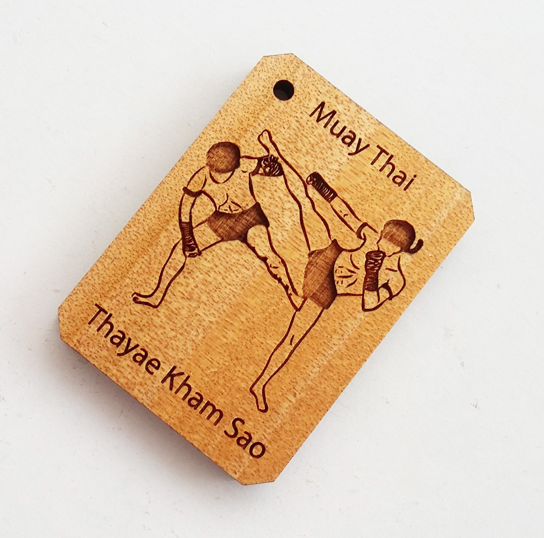 พวงกุญแจไม้แกะสลัก แม่ไม้มวยไทย-ทะแยค้ำเสา