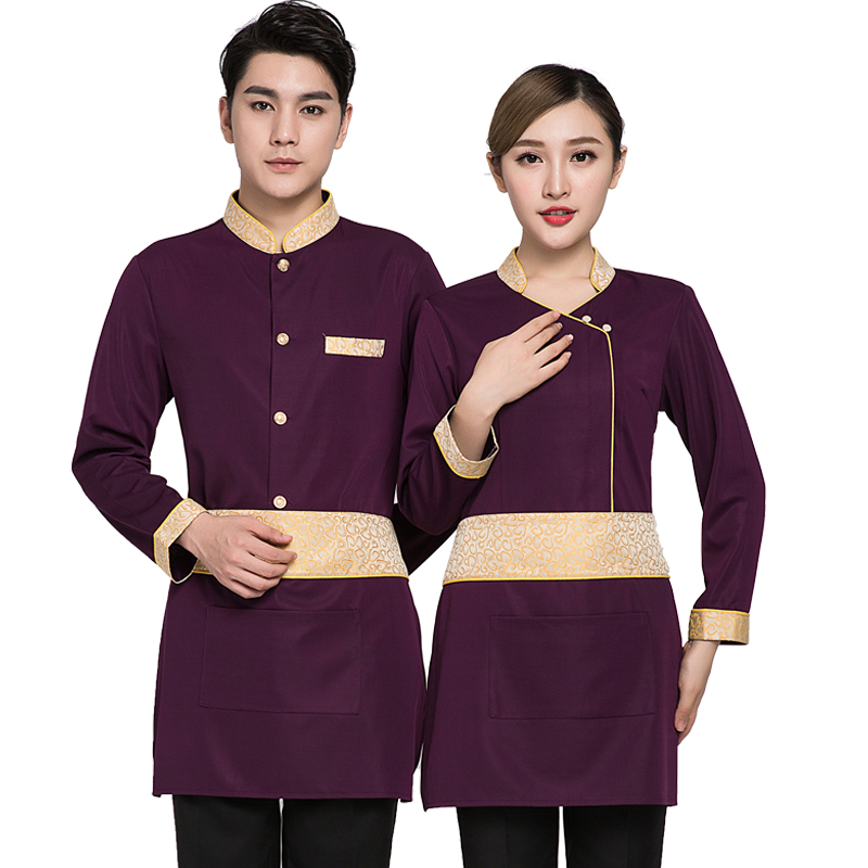 เสื้อพนักงานต้อนรับ เสื้อพนักงานเสริฟ เสื้อพนักงานโรงแรม เสื้อพนักงานร้านอาหารแขนยาว SKU-01552 ดำ แดง ม่วง M-3XL