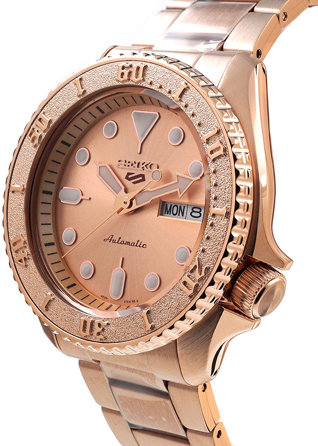 Karnvera Shop นาฬิกาข้อมือผู้ชาย Seiko 5 Sports Gold Automatic Street Boy Men's Watch SRPE72K1