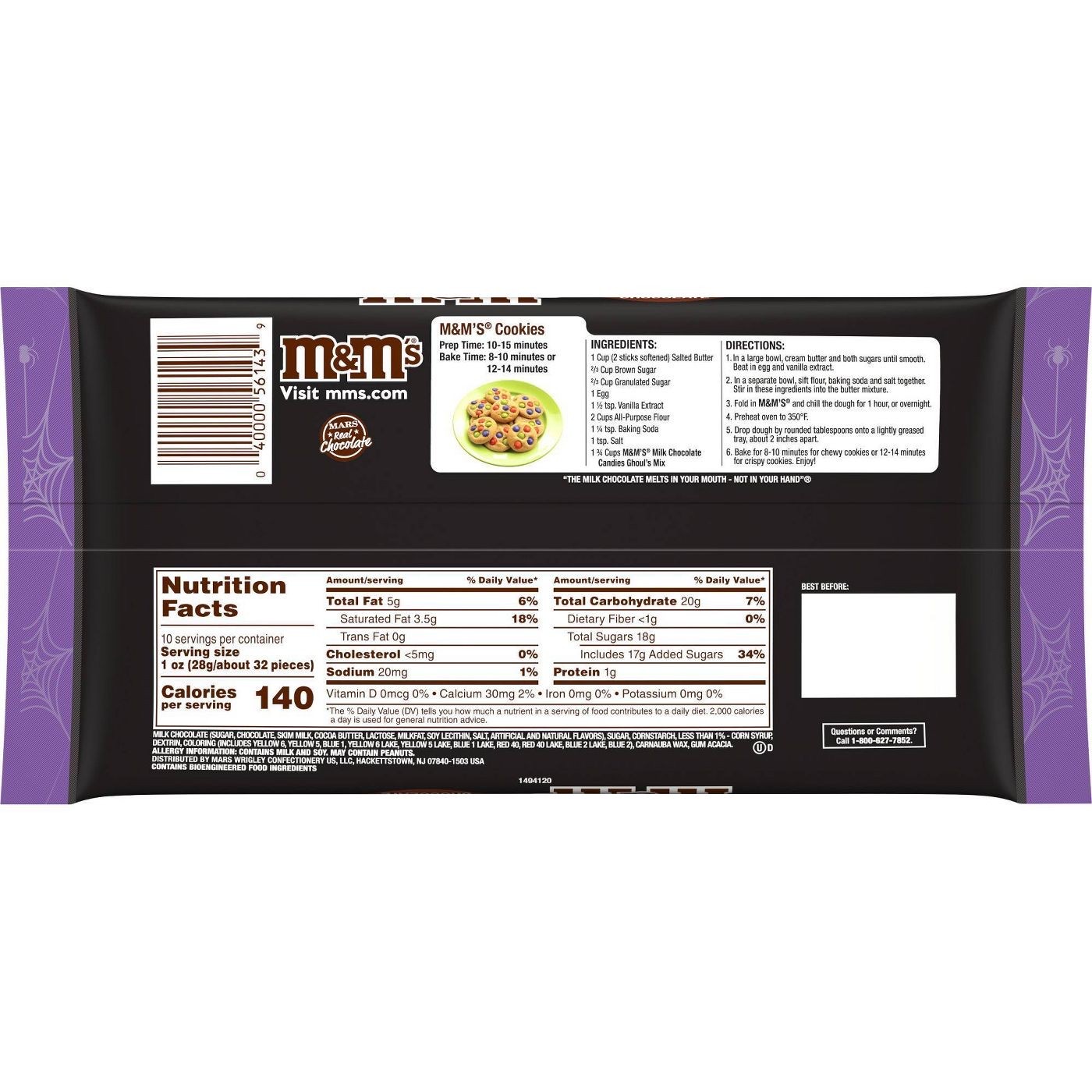 ขนมช็อกโกแลตฮาโลวีน M&M's Halloween Chocolate Candies - GHOUL'S MIX Milk Chocolate