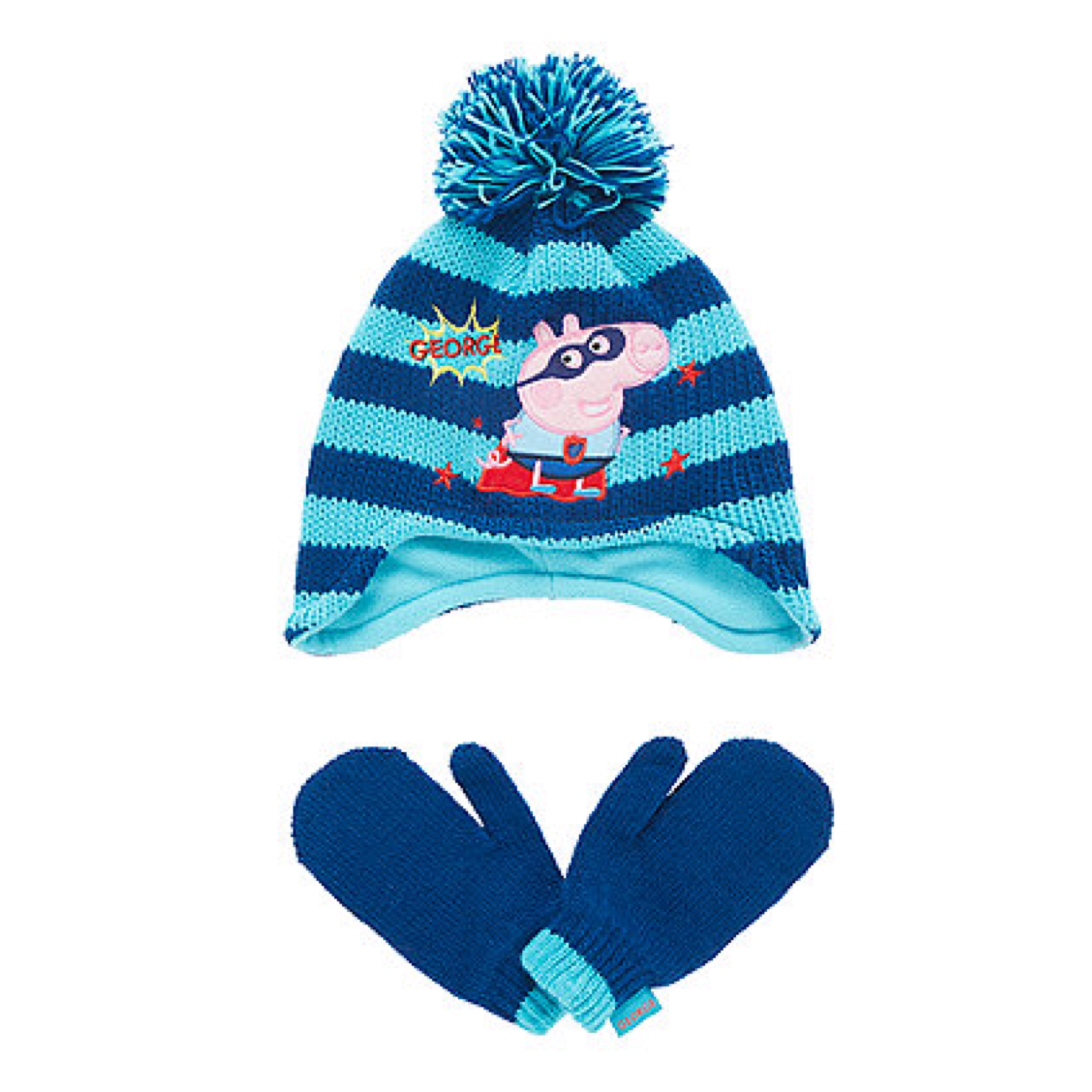 ชุดหมวกไหมพรมและถุงมือสำหรับเด็ก mothercare George Pig Trapper and Mittens