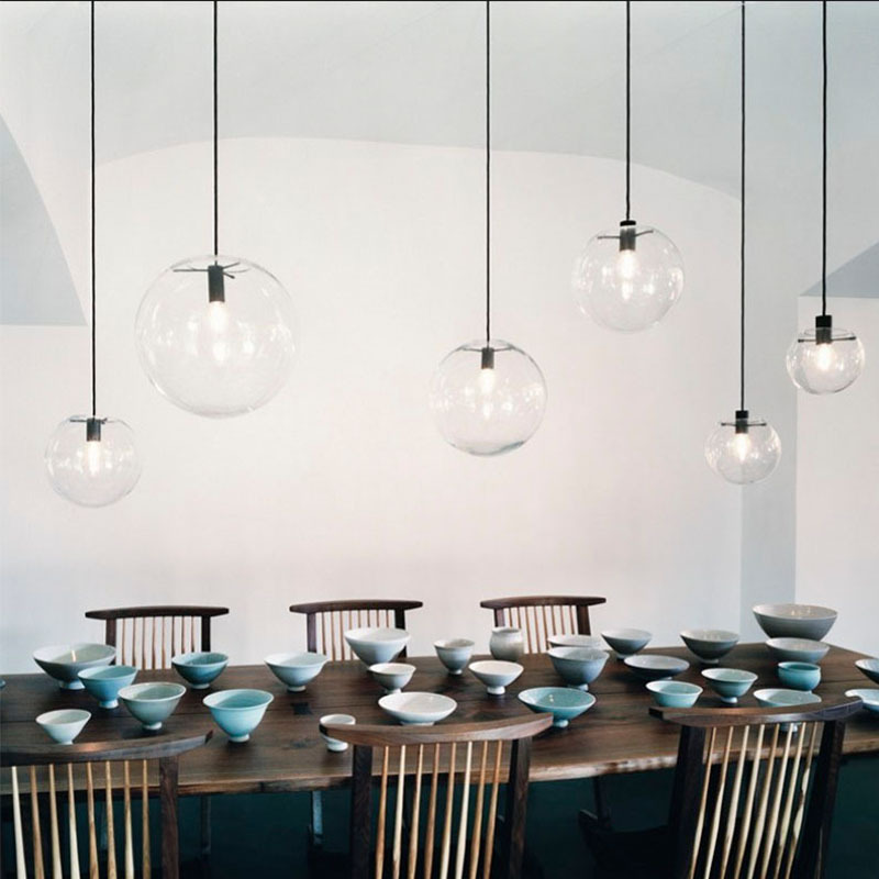 โคมไฟแขวนเพดานแก้วใสทรงกลมหัวเดี่ยว [SD9032]