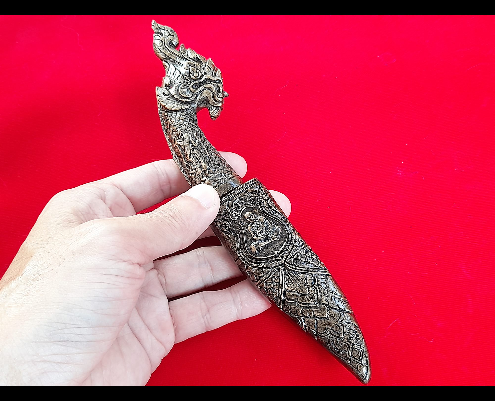 มีดหมอ เหล็กน้ำพี้ หัวด้าม-พญานาค (ปลอกและด้ามทำจากผงเหล็กน้ำพี้ผสมเลซิล) ปี2562 #รับประกันแท้