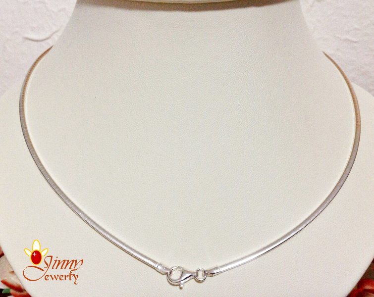 สร้อยเงินแท้ สร้อยโชคเกอร์ Chocker ลายท้องปิง (งานไทย)
