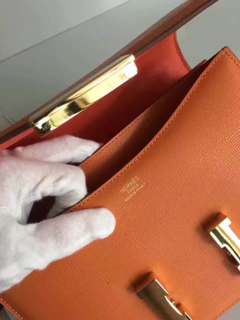 กระเป่า hm constance epsom leather สีส้ม 24 cm หนังอิมพอร์ทยุโรป