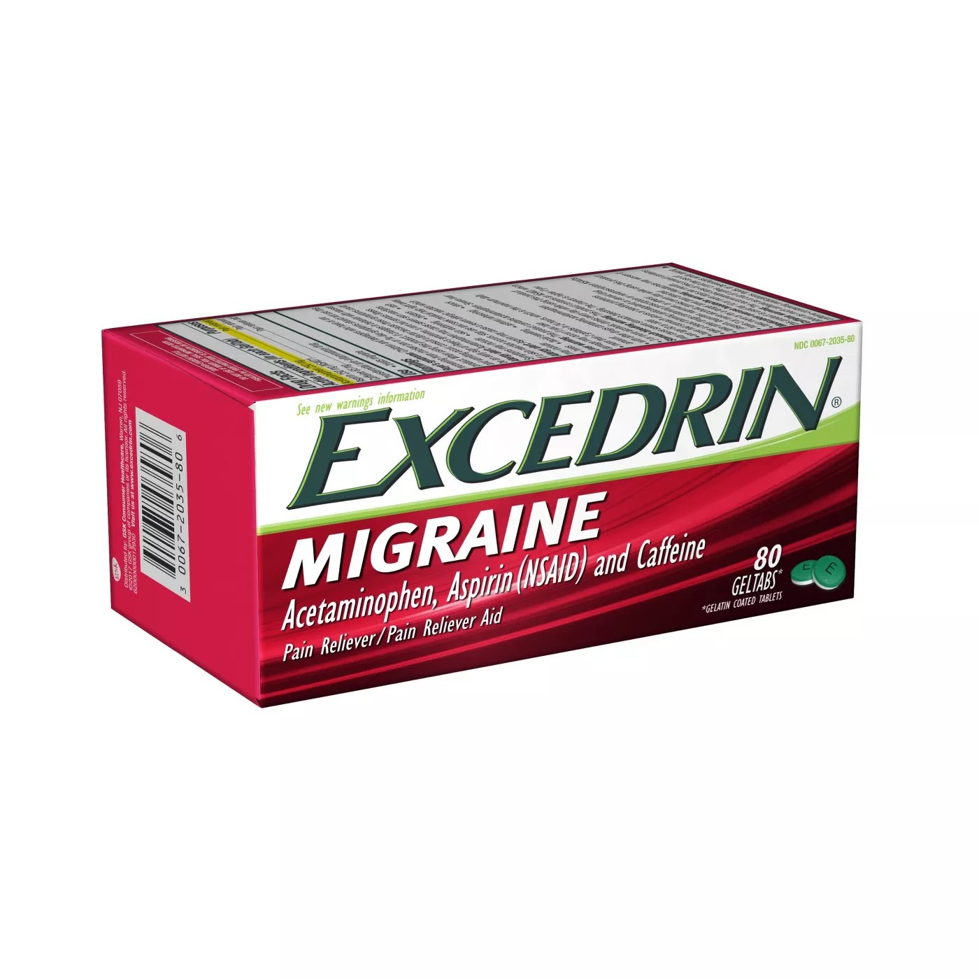ยาบรรเทาอาการปวดไมเกรนชนิดเจลแท็ป gsk Excedrin Migraine Geltabs (80 Geltabs)