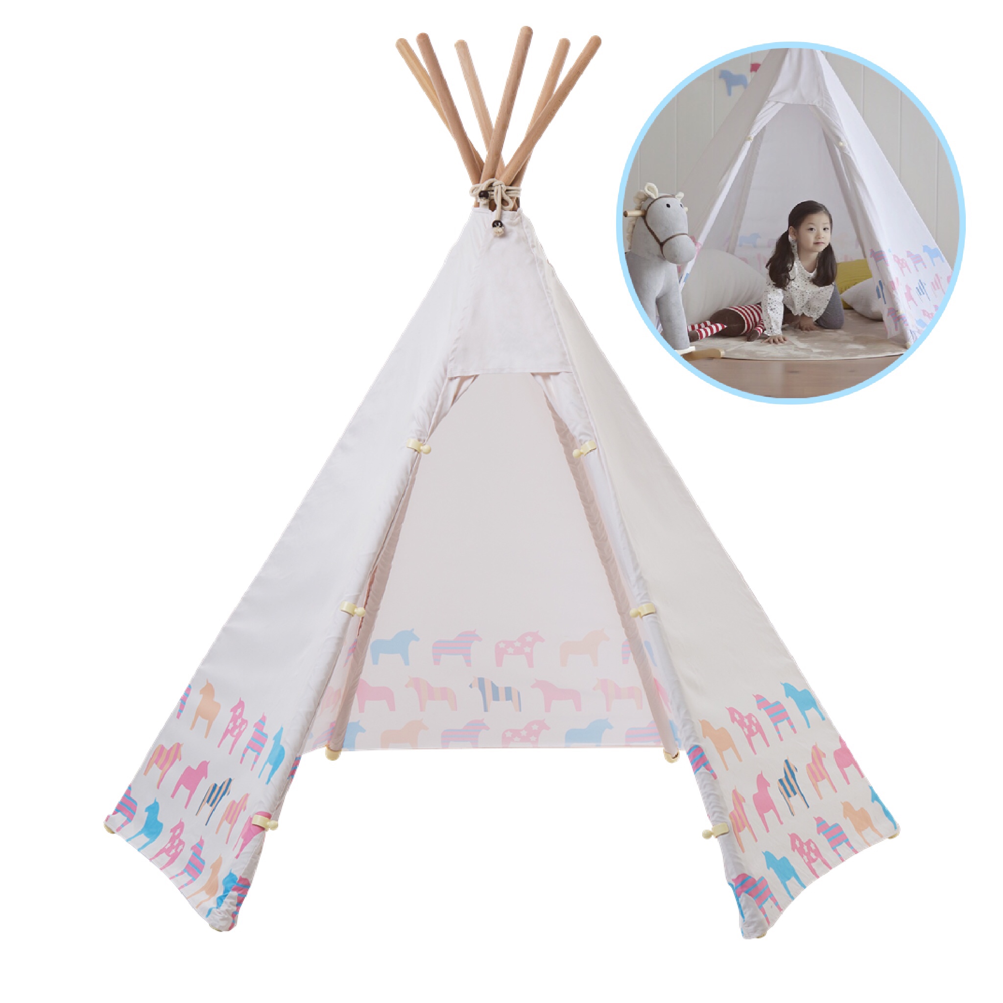 บ้านจำลองทรงเต๊นท์อินเดียนแดงสำหรับเด็ก LOOKA Tent (Hello Pony)